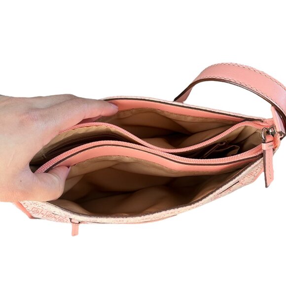 Y2K Liz Claiborne Canvas Faux Leather Shoulder Bag PinkCoquette Barbiecore - Picture 9 of 16